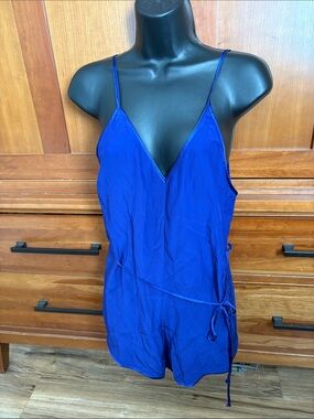 NWT Naked Princess Royal Blue Silk Cami Romper